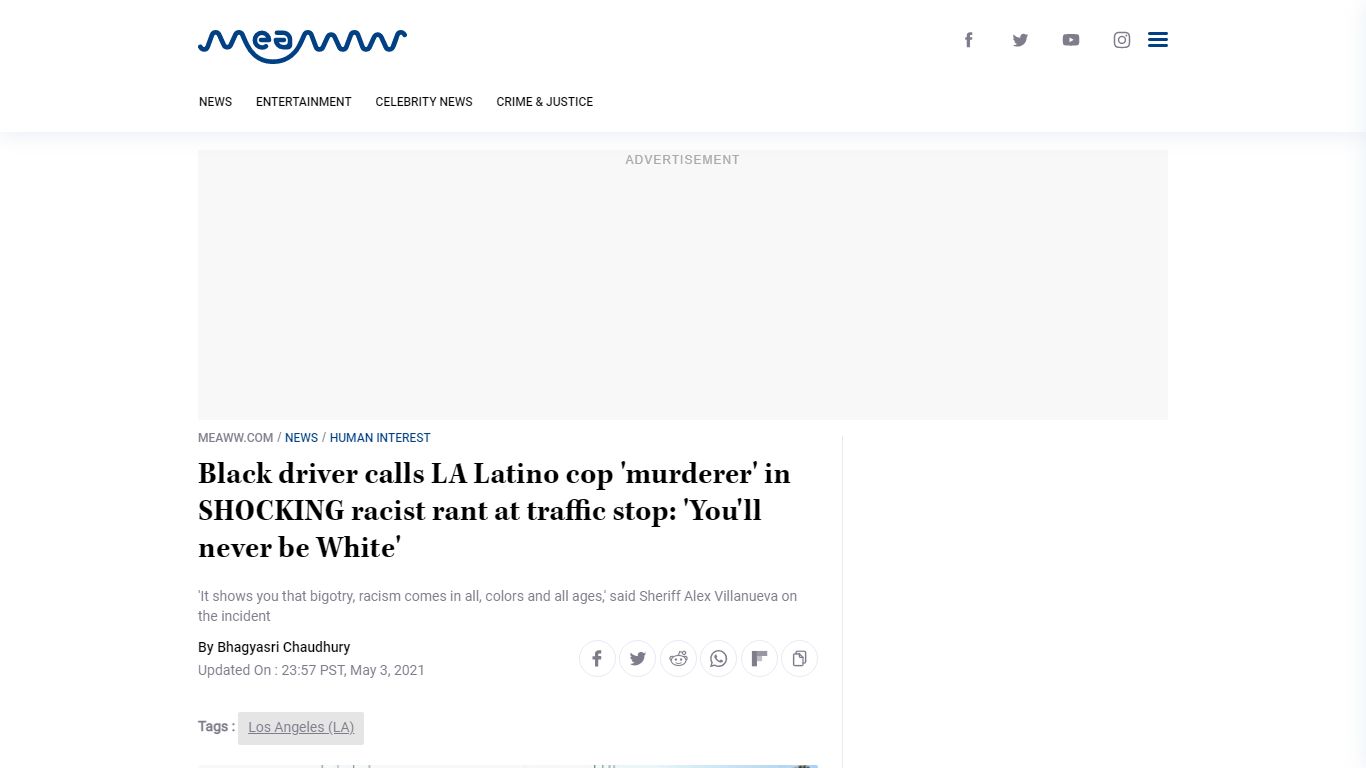 Black driver calls LA Latino cop 'murderer' in SHOCKING racist ... - MEAWW