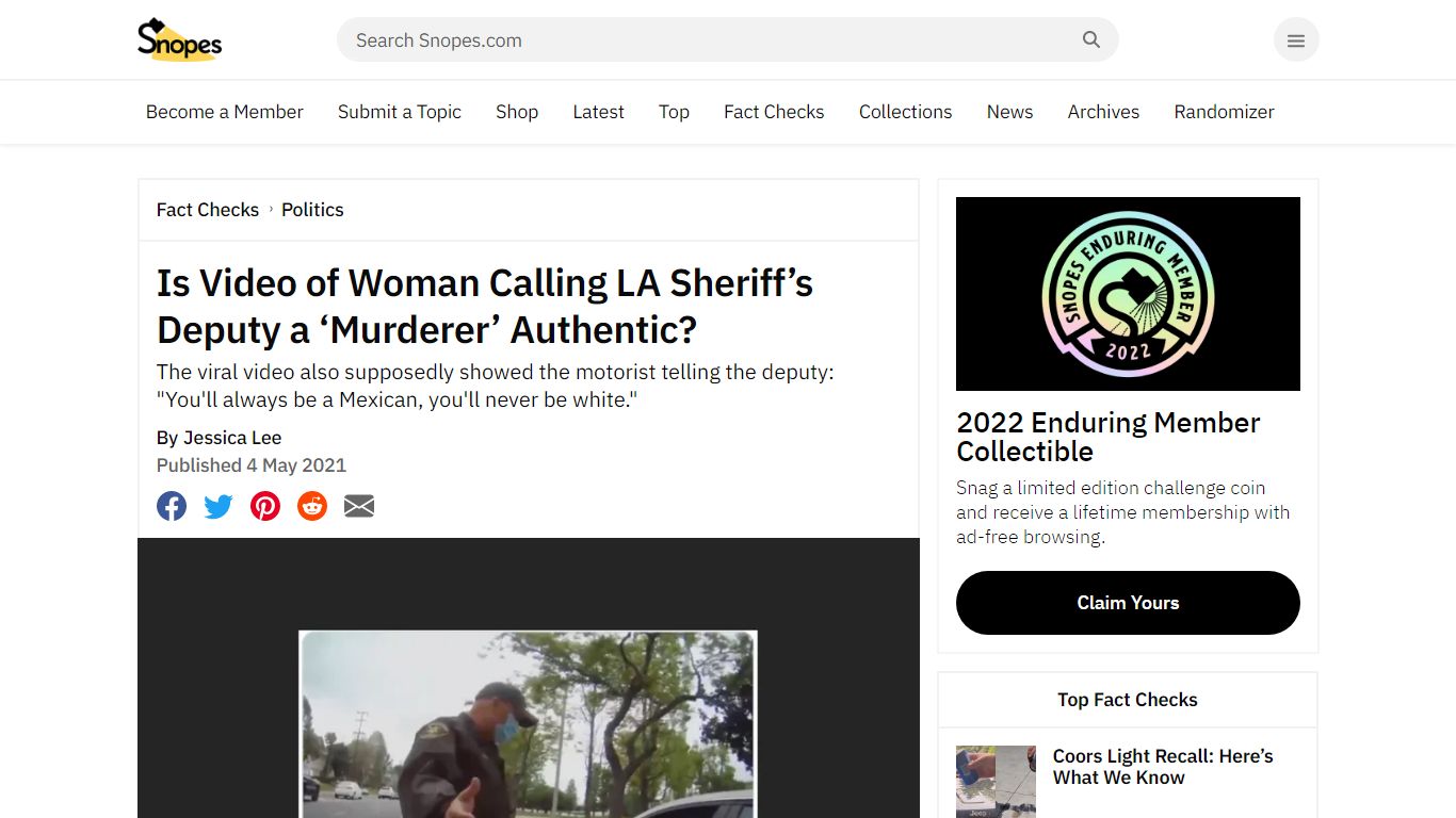 Is Video of Woman Calling LA Sheriff's Deputy a 'Murderer' Authentic ...